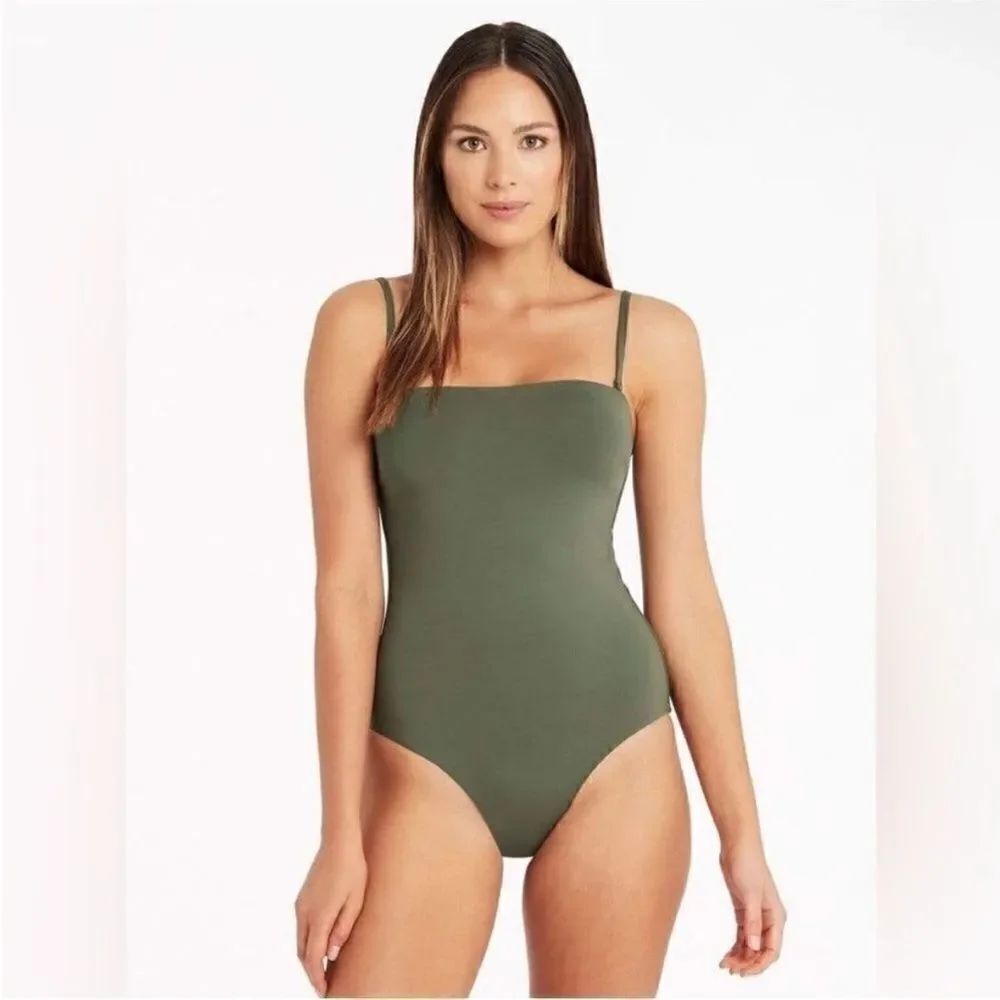 SEA LEVEL NWT High Leg Bandeau One Piece
Swimsuit in Khaki Size 6